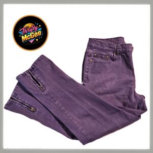 DG2 Diane Gilman Purple Stretch Jeans 10P Petite Ankle Zip Denim HSN